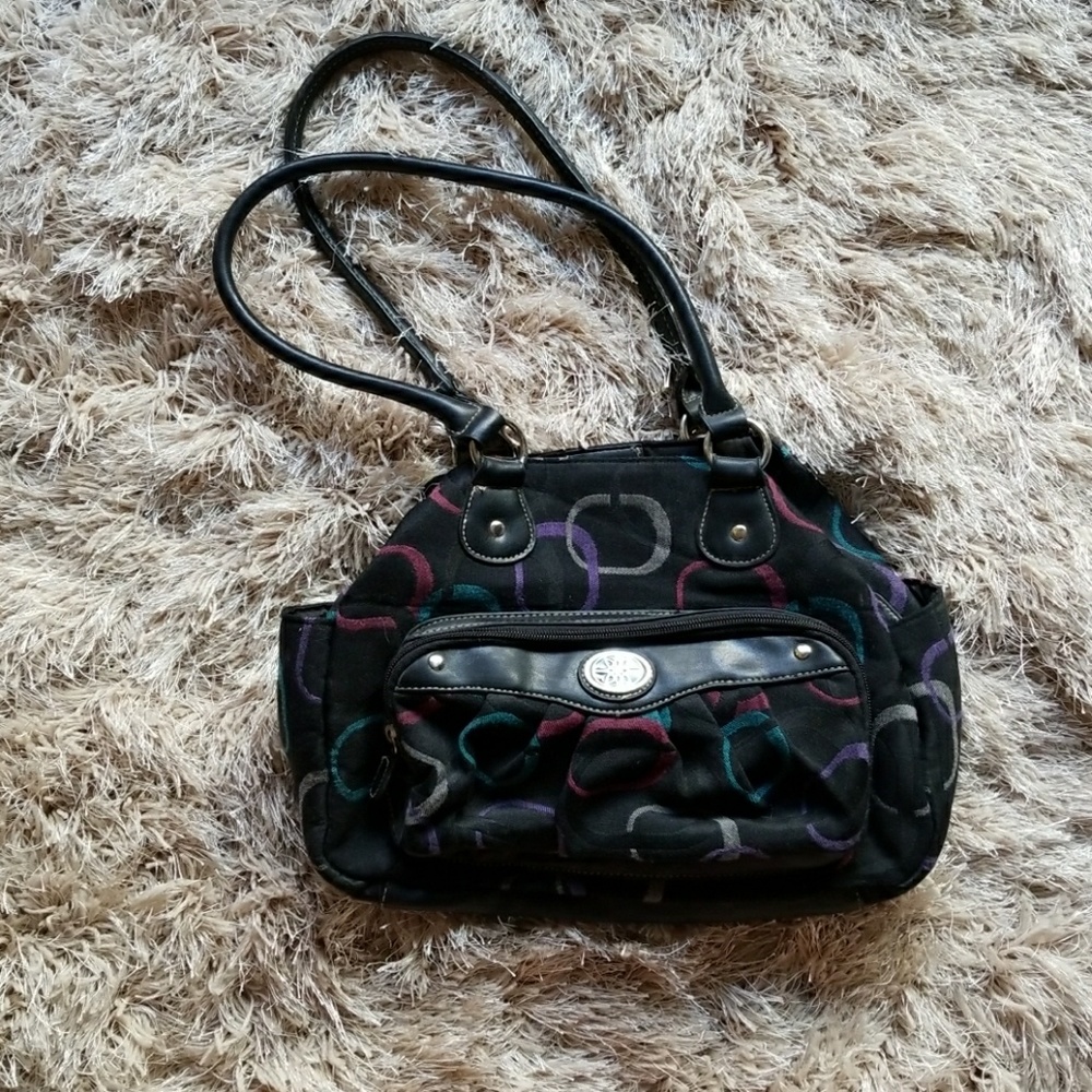 Cute multicolored black purse with lots of pockets